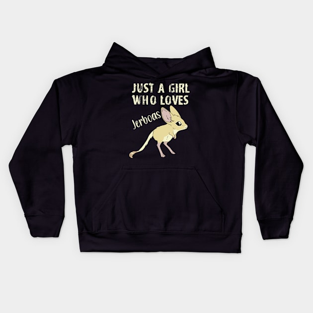Just a Girl Who Loves Jerboas - Yellow text Kids Hoodie by DesignsBySaxton